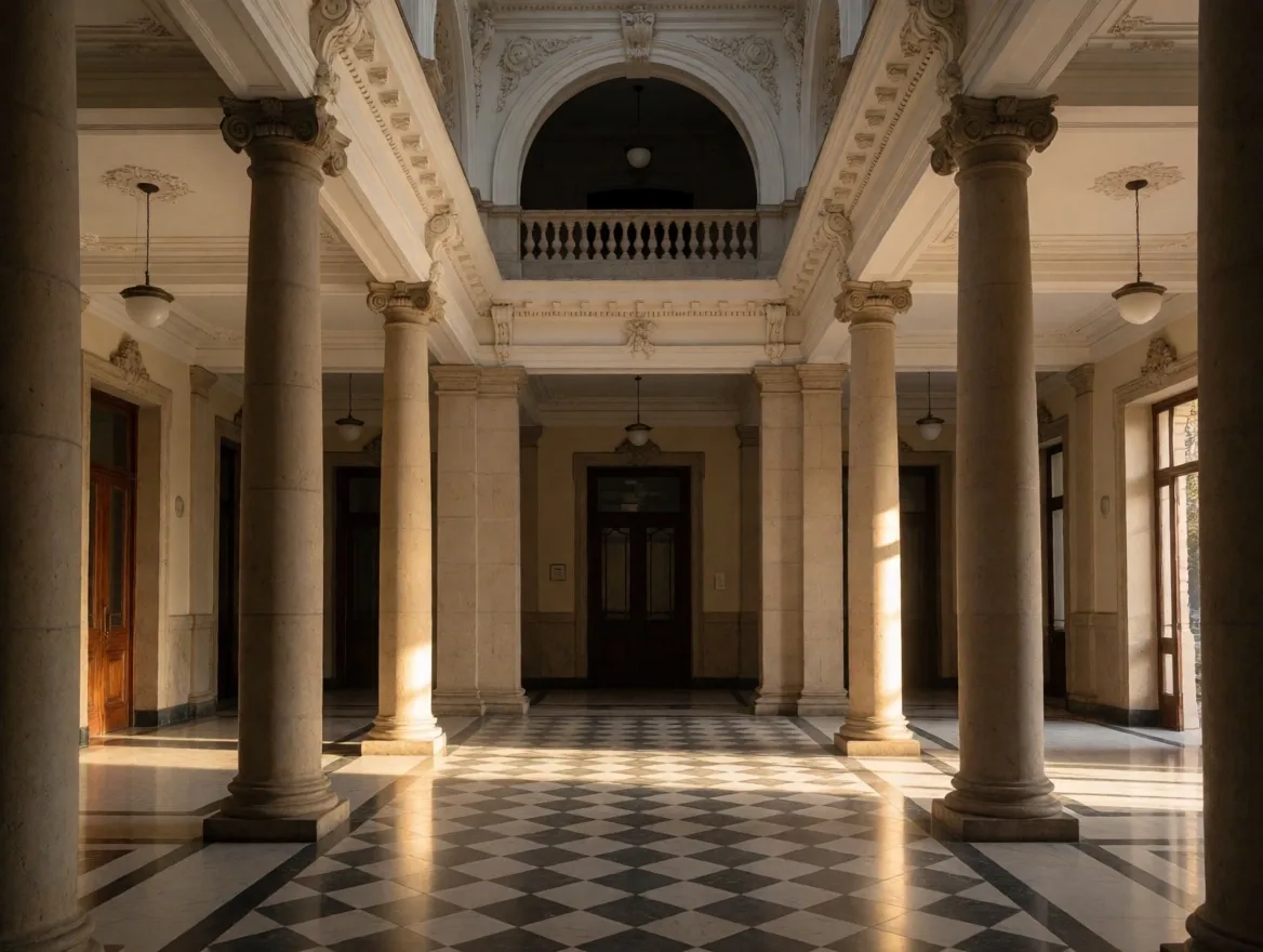 Corredor arquitectónico de un edificio histórico de Buenos Aires