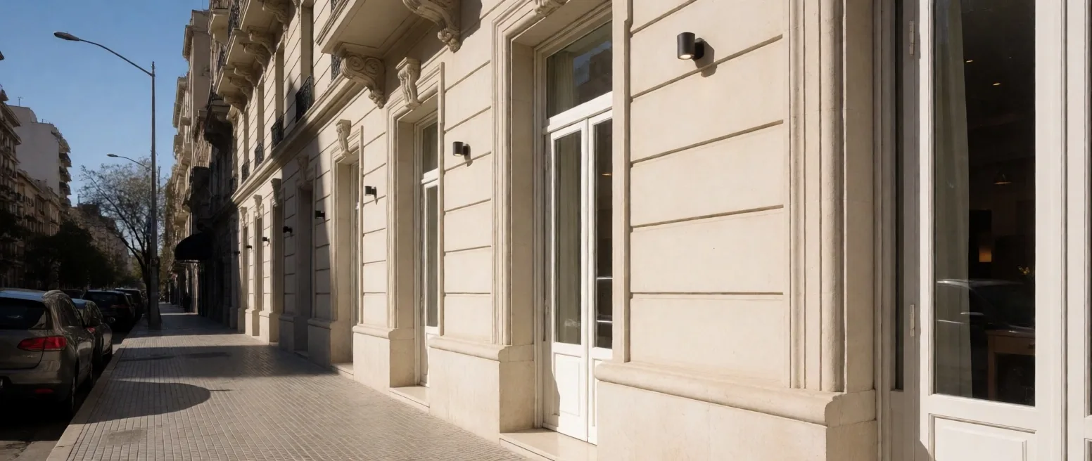 Calle residencial de Buenos Aires cerca del distrito médico